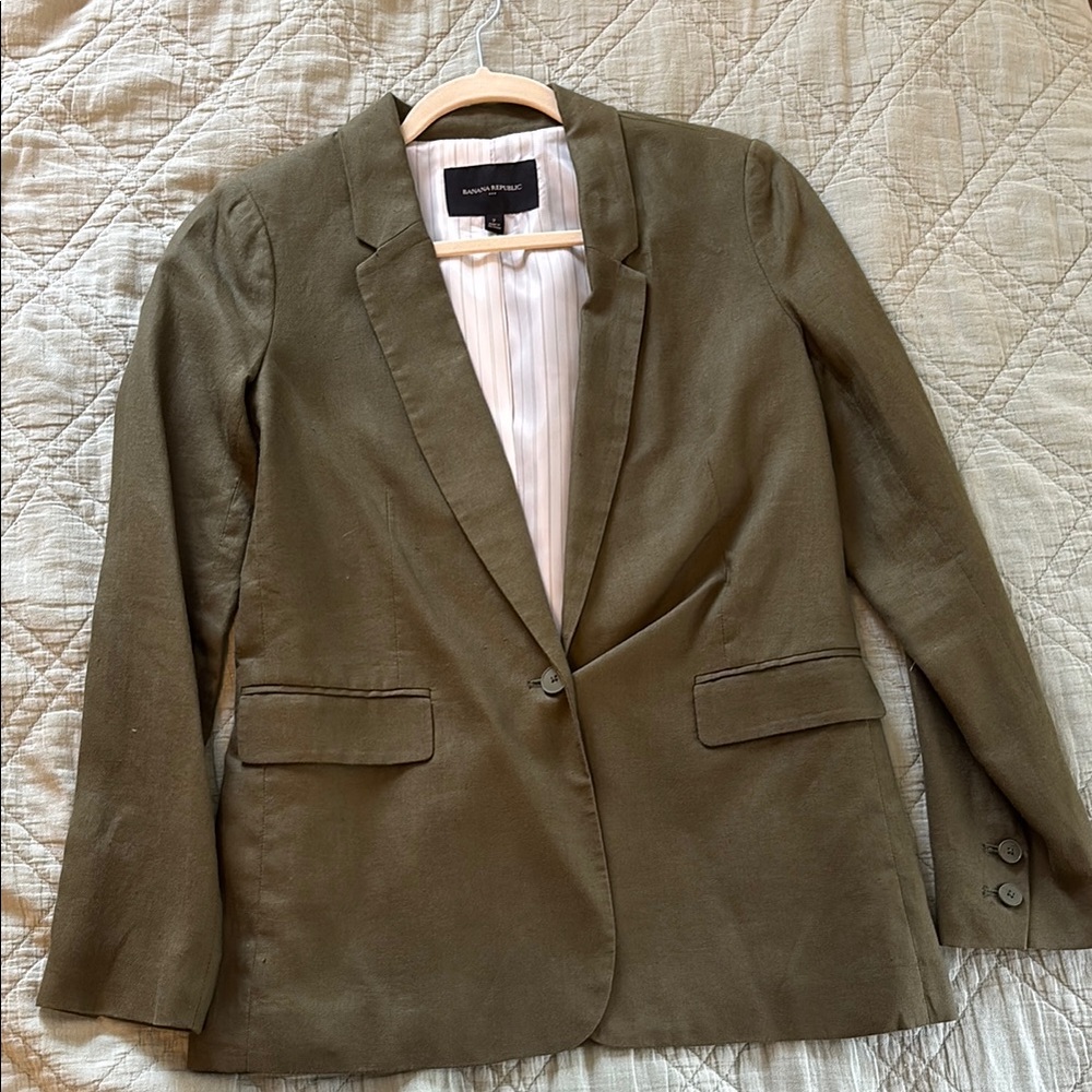 Banana Republic Green Linen Blazer